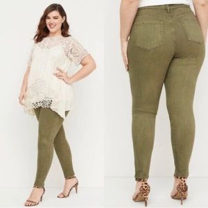 Lane Bryant Green Mid-Rise Super Stretch Ankle Cropped Skinny Jeans Size 18